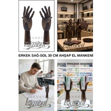 Manken İstanbul 30 cm Erkek Sol ve Sağ Ceviz Rengi Ahşap El - Dekoratif ve Eskiz Çalışmaları Için Uygun