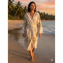 Tekstilize Ağaç Desenli Müslin Bornoz Yumuşak, Hafif ve Nefes Alan Dokuma (%100 Pamuklu)