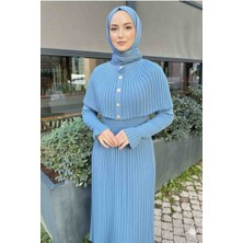 İstemil Tekstil Pelerinli Triko Elbise