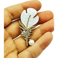 BB Bi Butik Shop Inci Detaylı Yaprak Broş