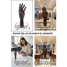 Manken İstanbul 25 cm Sol Ceviz Rengi Ahşap El - Dekoratif ve Eskiz Çalışmaları Için Uygun