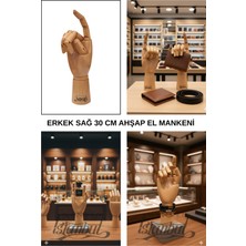 Manken İstanbul 30 cm Erkek Sağ Vernik Rengi Ahşap El - Dekoratif ve Eskiz Çalışmaları Için Uygun