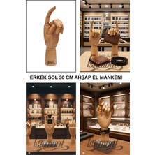 Manken İstanbul 30 cm Erkek Sol Vernik Rengi Ahşap El - Dekoratif ve Eskiz Çalışmaları Için Uygun