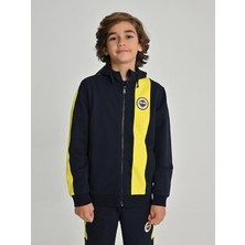 Fenerbahçe Çocuk Trıbun Basıc Sweat Kapüşonlu Sarı ve Siyah Renkli Rahat Tasarım