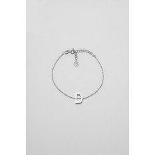 So CHIC My Story D Harfi 18 Ayar Beyaz Altın Kaplama 18 Cm Gümüş Bileklik