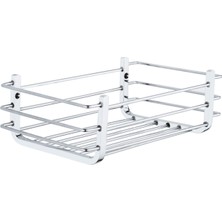 MegaVitrin Tema Paslanmaz Pirinç Tek Katlı Yatay Banyo Şampuanlık Süngerlik Krom 20X10 cm