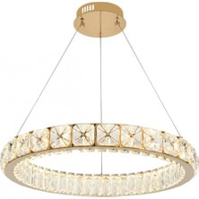 Avonni AV-55008-S50 Sarı Kaplama Klasik Avize LED Metal Kristal H: 90 cm, Ø: 50 cm