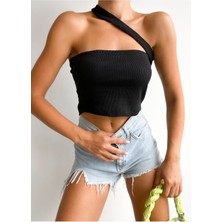Qutta Kadın Çapraz Bant Detaylı Fitilli Crop Top