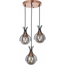 Avonni AV-1766-3T-BSY Siyah Boya Modern Avize E27 Metal Cam 40 cm