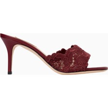 Como 75 Dantel ve Deri Mule Sandalet, Açık Kare Burun