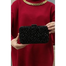 Roza Çanta Kadın Taşlı Siyah Abiye Çantası