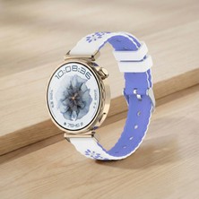 bbtech Huawei Watch Gt6 41MM/GT5 41MM/GT4 41MM/GT2 Pro 42MM Silikon Çiçek Desenli Çift Renk Kordon 18MM Kayış