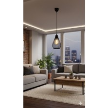 Öztürk Avize Ampul Siyah Beyaz Tekli Avize Tel Avize ST64 Rustik Ampul Hediyeli