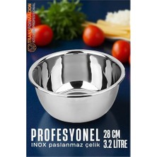 Modacar Inox Kase  - 28 cm 3.2 Litre Karıştırma Kabı Profesyonel 304 Paslanmaz Çelik