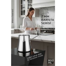 Modacar Premium 304 Paslanmaz Çelik Cezve - 800 ml Profesyonel Barista Serisi, Isıya Dayanıklı Sap