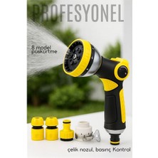 Modacar Profesyonel 8 Modelli Metal Basınçlı Sulama Tabancası Seti | Ayarlanabilir Jet | Hortum Konnektörlü