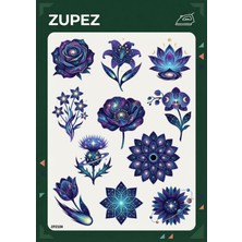 Zupez Galaksi Çiçek Desenli Mor Mavi Astroloji Ütüyle Uygulamalı Transfer Baskı