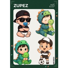 Zupez Çocuk Temalı Karakter Tasarım Ütüyle Yapışan Transfer Baskı Çok Renkli