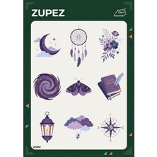 Zupez Mor Tonlarda Ay Yıldız Dreamcatcher Pusula Ütüyle Uygulanabilir Transfer