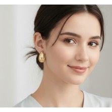 BSR Luisant Xupıng Gold Renkli Taşlı Damla Paslanmaz Çelik Küpe