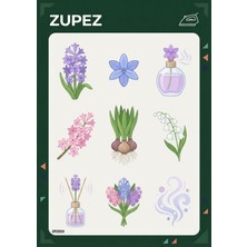 Zupez Sümbül ve Çiçek Desenli Ütüyle Uygulamalı Transfer Tasarım ZPZ019