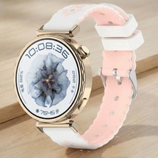 bbtech Huawei Watch Gt6 41MM/GT5 41MM/GT4 41MM/GT2 Pro 42MM Silikon Çiçek Desenli Çift Renk Kordon 18MM Kayış