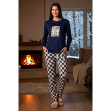 Remsa Kadın Termal Uzun Kol Pijama Takımı 4714 LACIVERT01