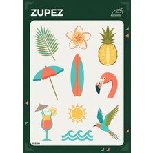 Zupez Tropikal Tema Flamingo Ananas Sörf Desenli Ütüyle Yapışan Transfer Baskı