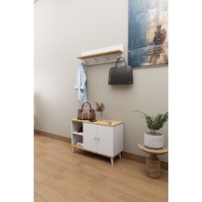 Mirobi Truva Ayakkabılık Portmanto Vestiyer ve Duvar Askısı Beyaz - Çam