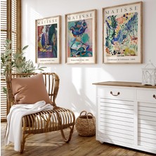Pam Studio Matisse Tarzı 3’lü Ahşap Çerçeveli Tablo Seti – Renkli Sanat Poster Duvar Dekoru