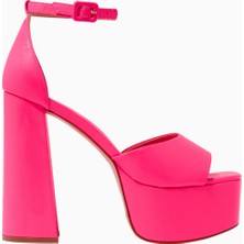 Nass Platform 90 Barbie Pembe Nappa Deri, Lüks Topuklu Sandalet