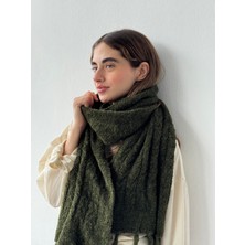 Retrobird Büyük Boy Soft Buklet Örgü Atkı Kadın Orman Yeşili