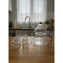 Miss Betty Cam Çaydanlık ve Bardak Seti Siyah