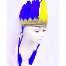 Popüler Sepet Sarı Lacivert Renk Tüylü Kızılderili Başlığı | Fenerbahçe Taraftar Başlığı