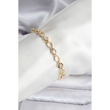 Claris 14K Gold Renk Kaplama Baklava Dilim Model Kadın Bileklik