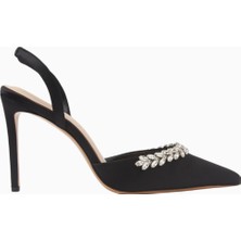 Nass Sandra 100 Kristal Işlemeli Saten Slingback Stiletto, Şık ve Zarif