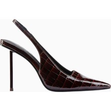 G63 120 Exotic Burgundy Vegan Deri, Slingback Stiletto