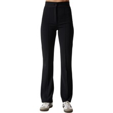 We&Me Kadın Yüksek Bel Düğme Detaylı Düz Paça Fitilli Pantolon