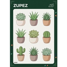 Zupez Sukulent Kaktüs Botanik Temalı Ütüyle Uygulanabilir Transfer Baskı ZPZ101