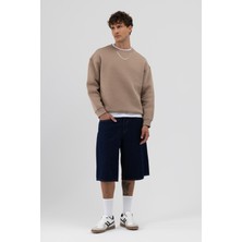 Vamos Basic Bisiklet Yaka Oversize Sweatshirt Açık Vızon