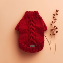 Lady Fify Kedi ve Köpek Için Simli Kırmızı Saç Örgülü Kazak