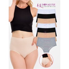 Donaluxe Kadın Yüksek Bel Külot Siyah Gri Ten Pamuklu Yumuşak Kumaş 7'li Paket