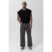 Vamos Yan Dikiş Detaylı Baggy Jean Gri
