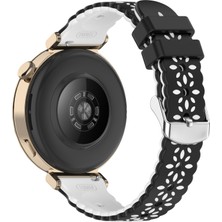 Dexmon Huawei Watch Gt4 - Gt5 - Gt6 41MM Uyumlu 18MM Çiçek Desenli Tokalı Silikon Kordon