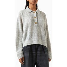 Haikure Vicky Buttoned Sweater, Açık Gri Lüks Kadın Triko, Şık Tasarım