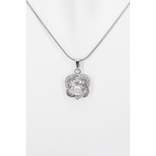 Stella Fortis Kristal Tek Taşlı Çift Kalpli Kadın Kolye – Zirkonyum Süslemeler | Altın & Gümüş