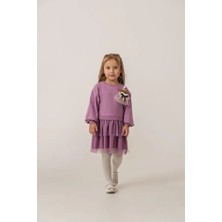Eray Kids Kız Çocuk Çıkarılabilir Oyuncak Detaylı Tüllü Sweatshirt Mürdüm Bayramlık Elbise