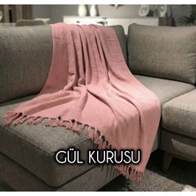 Luwino Home Koltuk Örtüsü , Tv Şalı , Throw ,yatak Örtüsü , Çok Amaçlı Örtü , Gül Kurusu Renk 180X200 cm