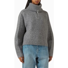 Represent Polar Half-Zip Knit Sweater, Gri Lüks Yarım Fermuarlı Triko