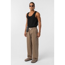 Vamos Bağcıklı Baggy Gabardin Pantolon Vizon